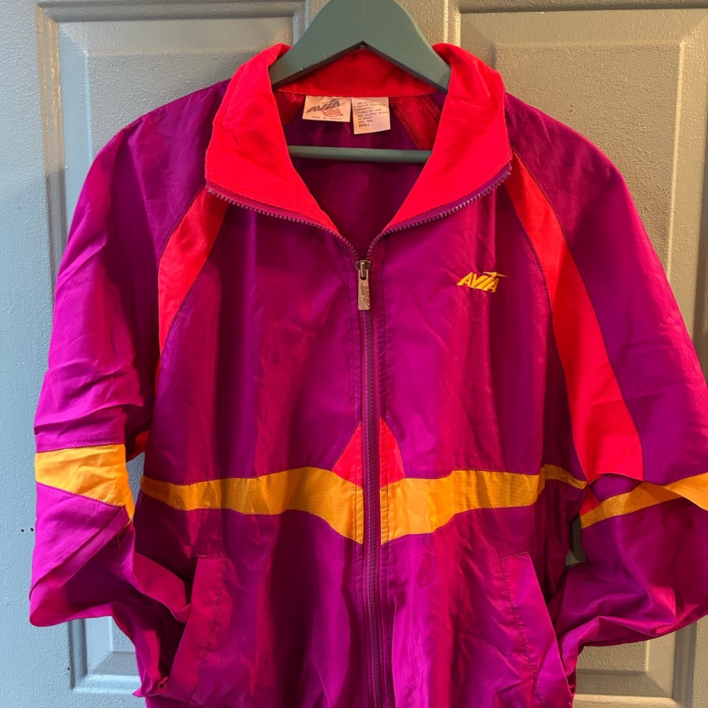 Avia Neon Red and Magenta Colorblock Athletic Jacket